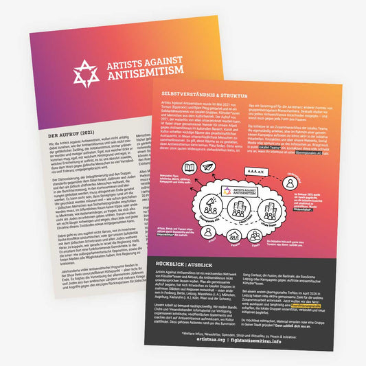 Falzflyer (20er-Pack) „Artists Against Antisemitism" (2026)